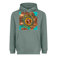 Sage football leopard turquoise sunflower seamless pattern Heavyweight Hoodie - JahusDesignShop