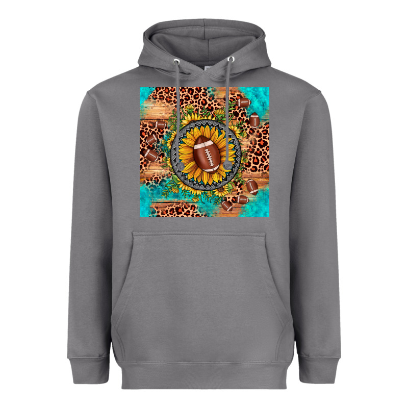 Football Leopard Turquoise Sunflower Seamless Pattern Heavyweight Hoodie by JahusDesignShop | Teevron
