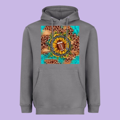 Football Leopard Turquoise Sunflower Seamless Pattern Heavyweight Hoodie Designed By Jahusdesignshop