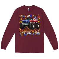 Burgundy red white and boom Long Sleeve Tee - texasbilliewilder