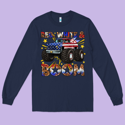 Long Sleeve Tee red white and boom