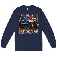 Navy red white and boom Long Sleeve Tee - texasbilliewilder