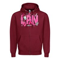 Burgundy Breast Cancer LPN Licensed Practical Nurse Zipper Hoodie - texasbilliewilder