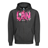Charcoal Heather Breast Cancer LPN Licensed Practical Nurse Zipper Hoodie - texasbilliewilder