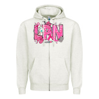 Oatmeal Heather Breast Cancer LPN Licensed Practical Nurse Zipper Hoodie - texasbilliewilder