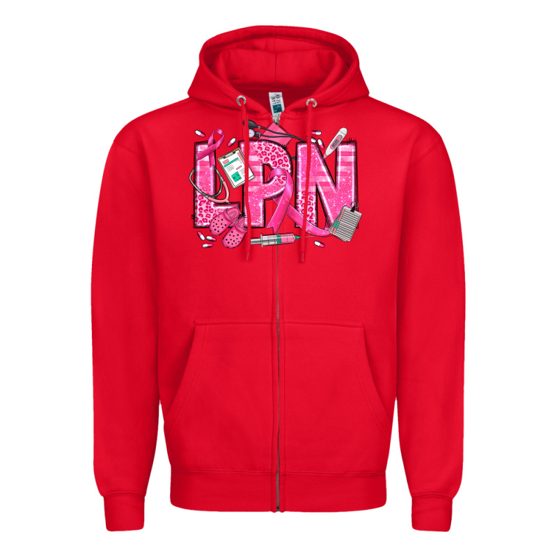 Breast Cancer Lpn Licensed Practical Nurse Zipper Hoodie by texasbilliewilder | Teevron