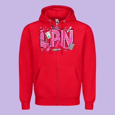 Breast Cancer Lpn Licensed Practical Nurse Zipper Hoodie Designed By Texasbilliewilder