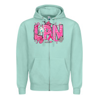 Seafoam Breast Cancer LPN Licensed Practical Nurse Zipper Hoodie - texasbilliewilder