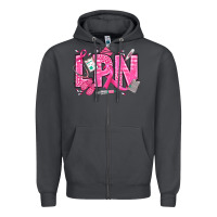 Smoke Breast Cancer LPN Licensed Practical Nurse Zipper Hoodie - texasbilliewilder