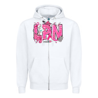 White Breast Cancer LPN Licensed Practical Nurse Zipper Hoodie - texasbilliewilder