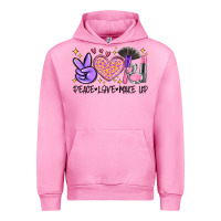 Fuchsia Pink peace love make up Urban Hoodie - MaliasSmallBusiness