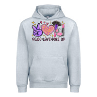 Heather Grey peace love make up Urban Hoodie - MaliasSmallBusiness