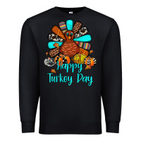 Black happy turkey day Premium Sweatshirt - JahusDesignShop