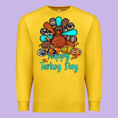 Happy Turkey Day Premium Sweatshirt Designed By Jahusdesignshop