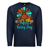 Navy happy turkey day Premium Sweatshirt - JahusDesignShop