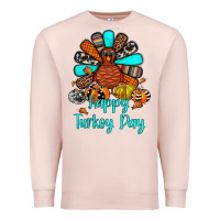 Pale Pink happy turkey day Premium Sweatshirt - JahusDesignShop