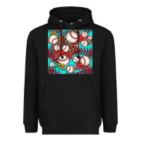 Black baseball leopard turquoise sunflower seamless pattern Heavyweight Hoodie - JahusDesignShop
