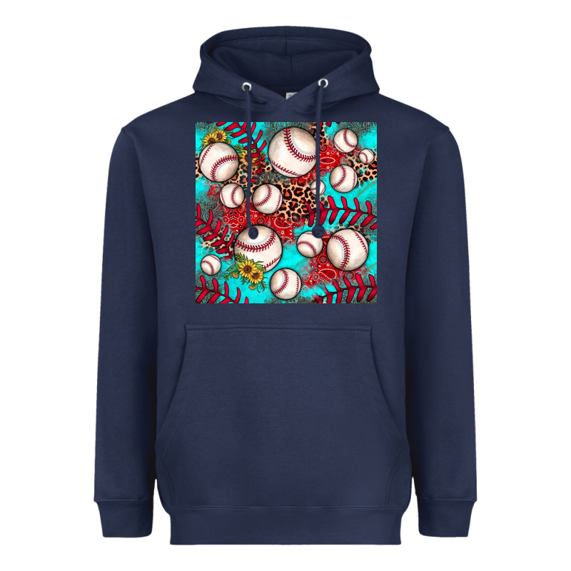 Baseball Leopard Turquoise Sunflower Seamless Pattern Heavyweight Hoodie by JahusDesignShop | Teevron