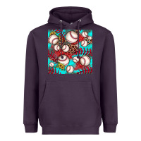 Plum baseball leopard turquoise sunflower seamless pattern Heavyweight Hoodie - JahusDesignShop