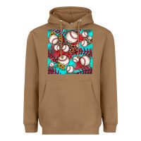 Toasted Coconut baseball leopard turquoise sunflower seamless pattern Heavyweight Hoodie - JahusDesignShop
