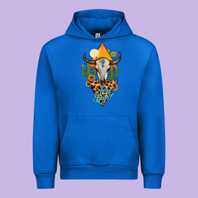 Free Spirit Bull Skull Urban Hoodie Designed By Maliassmallbusiness
