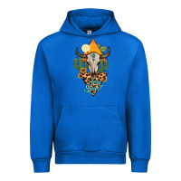 Cobalt free spirit bull skull Urban Hoodie - MaliasSmallBusiness