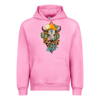 Fuchsia Pink free spirit bull skull Urban Hoodie - MaliasSmallBusiness