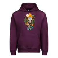 Mauve Wine free spirit bull skull Urban Hoodie - MaliasSmallBusiness