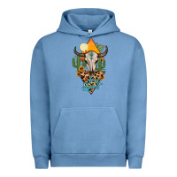 Pigment Pebble Blue free spirit bull skull Urban Hoodie - MaliasSmallBusiness