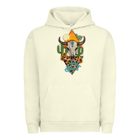 Pigment Pistachio free spirit bull skull Urban Hoodie - MaliasSmallBusiness