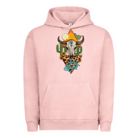 Pigment Salmon free spirit bull skull Urban Hoodie - MaliasSmallBusiness