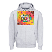 Heather Grey best teacher ever Zipper Hoodie - Zillion Design Studio