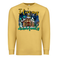 Antique Gold Christmas church and snow   ı love my church family Premium Sweatshirt - AdoDesignShop