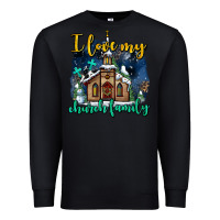 Black Christmas church and snow   ı love my church family Premium Sweatshirt - AdoDesignShop