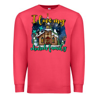 Cardinal Christmas church and snow   ı love my church family Premium Sweatshirt - AdoDesignShop