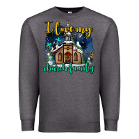 Charcoal Heather Christmas church and snow   ı love my church family Premium Sweatshirt - AdoDesignShop