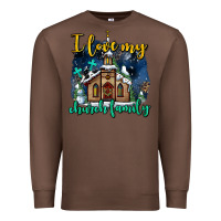 Chestnut Christmas church and snow   ı love my church family Premium Sweatshirt - AdoDesignShop