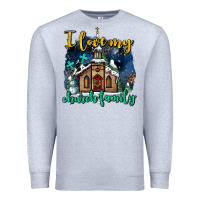 Heather Grey Christmas church and snow   ı love my church family Premium Sweatshirt - AdoDesignShop