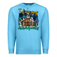 Ocean Blue Christmas church and snow   ı love my church family Premium Sweatshirt - AdoDesignShop