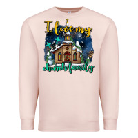 Pale Pink Christmas church and snow   ı love my church family Premium Sweatshirt - AdoDesignShop