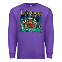 Purple Christmas church and snow   ı love my church family Premium Sweatshirt - AdoDesignShop