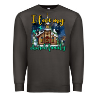 Smoke Christmas church and snow   ı love my church family Premium Sweatshirt - AdoDesignShop