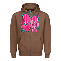 Chestnut Breast Cancer Hearts Zipper Hoodie - texasbilliewilder