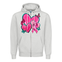 Dove Grey Breast Cancer Hearts Zipper Hoodie - texasbilliewilder