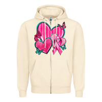 Sandshell Breast Cancer Hearts Zipper Hoodie - texasbilliewilder