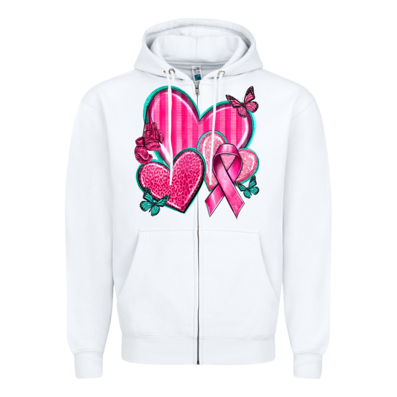 Breast Cancer Hearts Zipper Hoodie by texasbilliewilder | Teevron