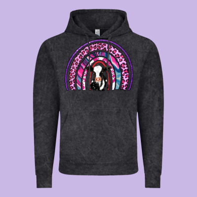Rainbow Cow Vintage Hoodie Designed By Adodesignshop
