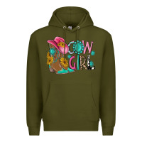 Army Green cow girl western boots Premium Hoodie - MaliasSmallBusiness