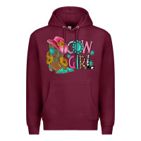 Burgundy cow girl western boots Premium Hoodie - MaliasSmallBusiness