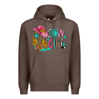 Coffee cow girl western boots Premium Hoodie - MaliasSmallBusiness
